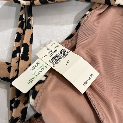 Aerie Leopard One Piece Wrap Swimsuit L Large Full Coverage Waist Tie NWT NEW - Picture 6 of 10