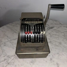 VINTAGE CHECK WRITER STAMPING MACHINE SPEEDRITE HALL WELTER CO 88 9 INCH