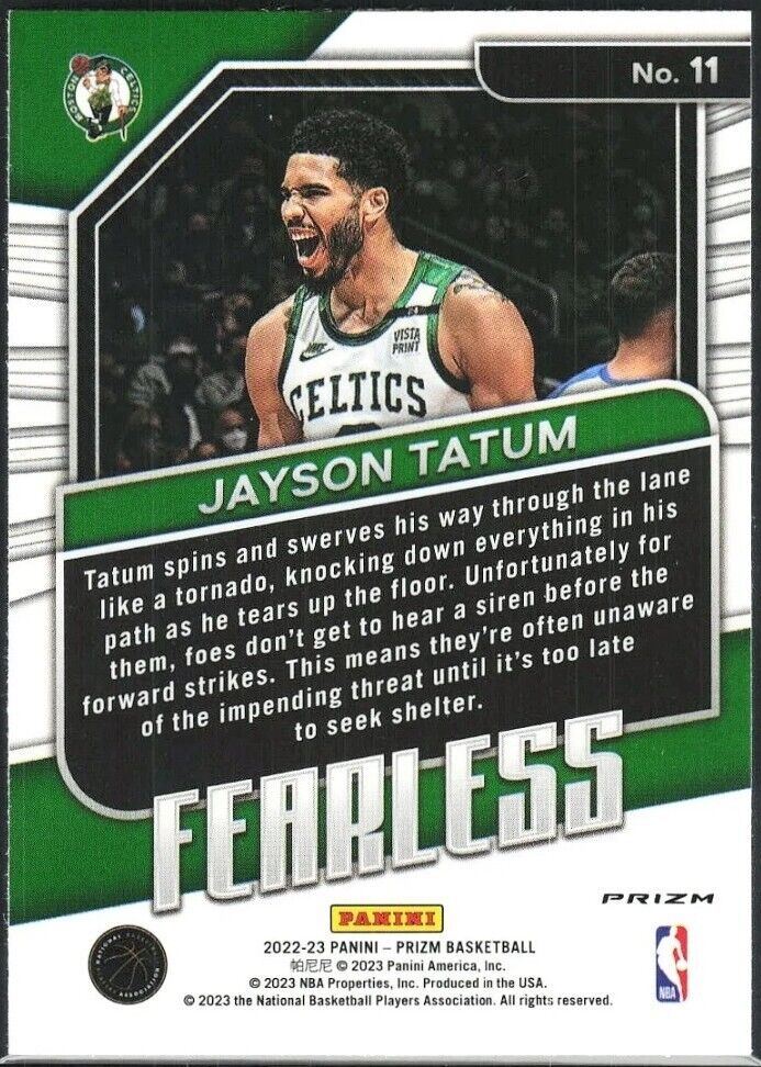 2022-23 Panini Prizm JAYSON TATUM Fearless Fast Break Disco 2022-23 Panini Prizm JAYSON TATUM Fearless Fast Break Disco