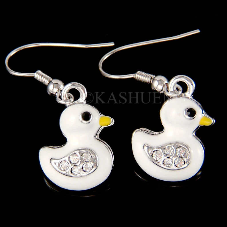 White Rubber DUCK made with Swarovski Crystal Easter DUCKIE Ducky