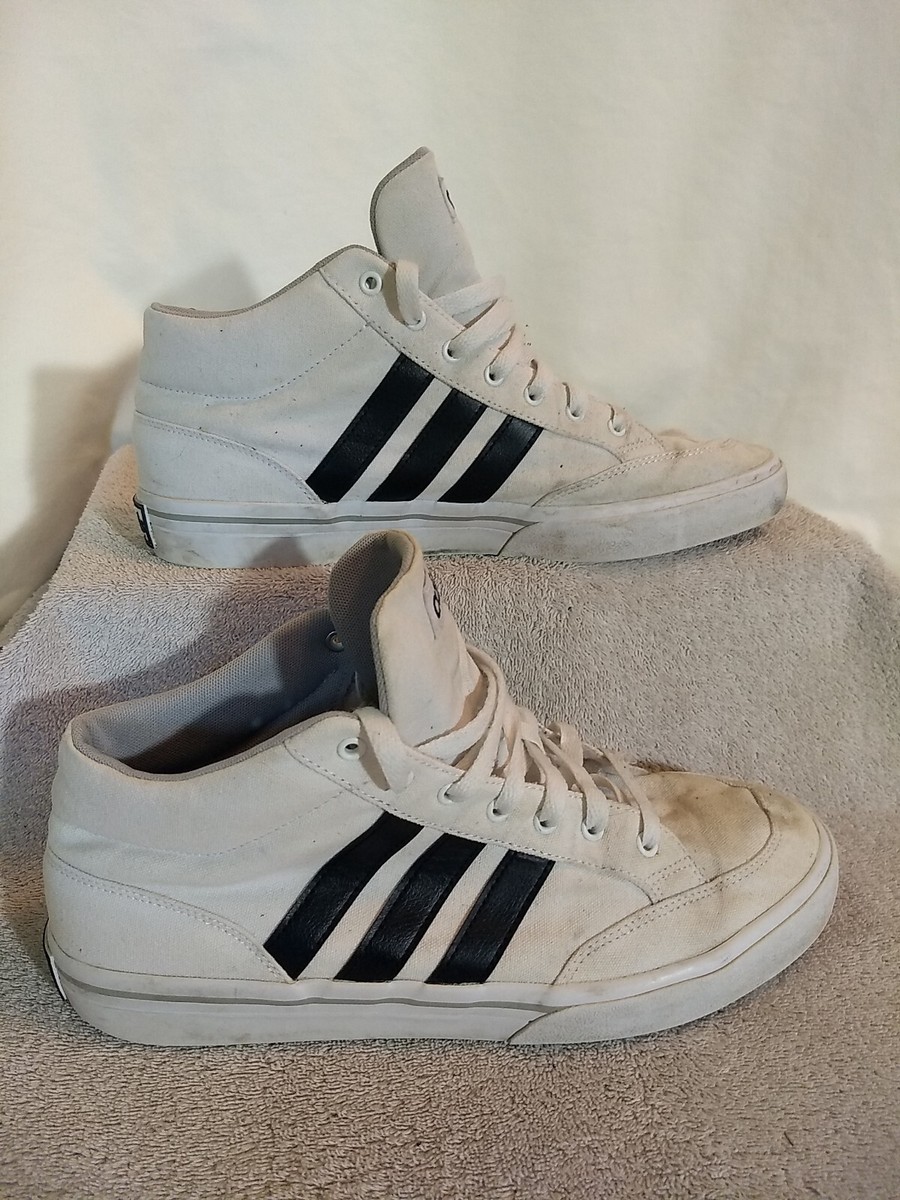 Adidas Mens White Black Canvas Mid Sneakers (AW5213), Size  display picture 3