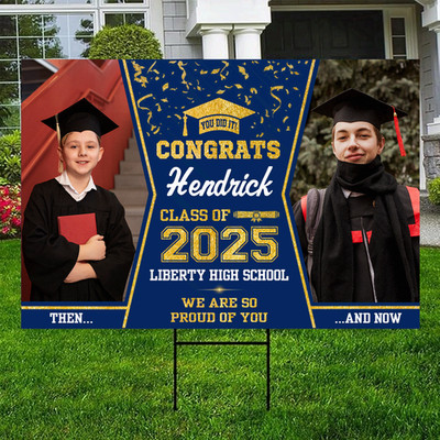 Custom Class of 2025 Congrats Grad Yard Sign With Photo, Personalized Graduation