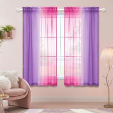 Kids Room Curtains for Little Girls Bedroom,2 Pack Short Sheer Curtains for Sma