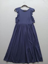 GAP Women's Fit & Flare Dress Midi 6 Navy Solid Sleeveless