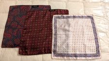 Lot of 3 Silk Hand Rolled Multi Colors Men's Handkerchiefs All Silk Tags