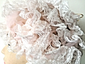 2 VTG ANTIQUE LACE CAPS HAIR NETS BED LINGERIE ROLLERS PASTELS & BLACK/DARK BRN