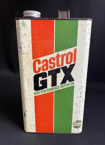 CASTROL GTX ENGINE MOTOR OIL VINTAGE GALLON CAN GARAGE ADVERTISING ...