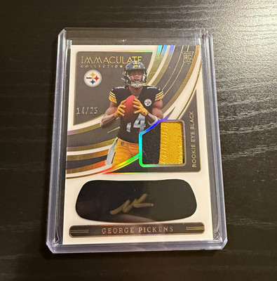 Panini 2022 Immaculate George Pickens Steelers RC Eye Black Auto Patch Gold /25