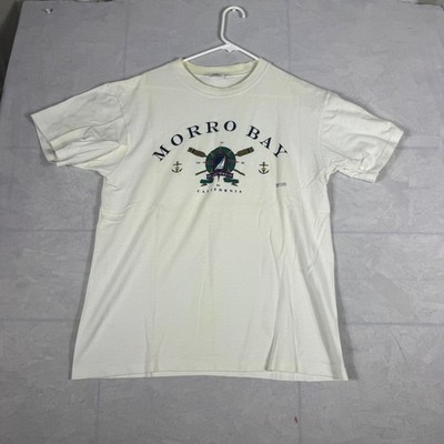 Belton Dye-Namic T-Shirt Mens White Morro Bay California Graphic Print Size L