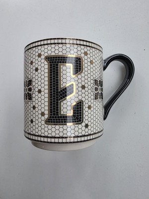 ANTHROPOLOGIE Bistro Tiled Margot Monogramed  E  Mug