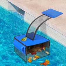 2 IN 1 Pool Leaf Catcher with Animal Saving Escape Ramp, Floating Leaf Net Sk...