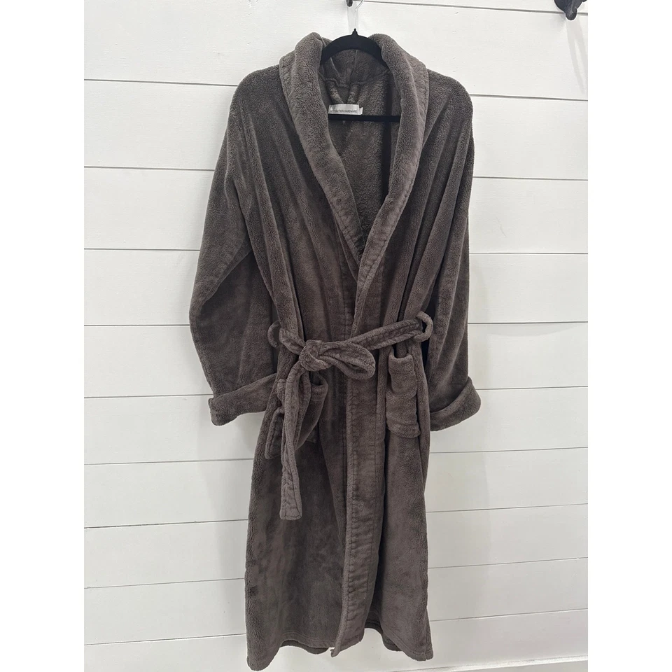 Restauración Hardware Unisex Grafito Cinturón Lujo Felpa Bata de Baño Salón Acogedora L Foto 4 de 4