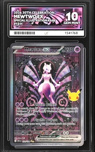 Mewtwo Ex Ace 10 Gem Mint 151/128 30th Celebration Edition Pokemon