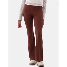 No Boundaries Ribbed Flare Lettuce Hem Pants XS 0-2 New with Tags Cinnamon Stick