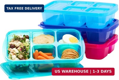 Easyboxes - Reusable 5-Compartment Food Containers, Stackable 8-Piece Set, 4 Tra