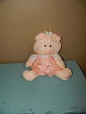 Vintage 1986 Fisher Price Puffalumps Peach Bear Cub Stuffed Plush Animal
