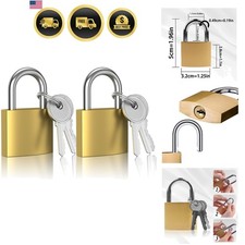 2 Pcs Small Keyed Padlocks, Locker Lock, Locks with Keys 32mm, Gold, Compact,...