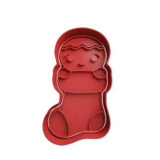 Gingerbread Man on Christmas Sock Cookie Cutter Fondant Biscuit Baking Tool