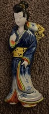 Vtg JAPANESE PORCELAIN PAINTED GEISHA BANKO F...