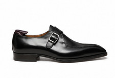 Handmade Black Genuine Leather Single Monk Strap Dress Office Shoes For Men