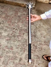 Medieval Hand Made Spiked Ball Mace Silver With Silver Deadly Morning Star