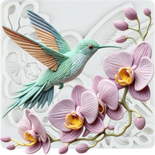 Hummingbird Orchid Flower Silicone Mold for Resin Polymer Clay Crafts