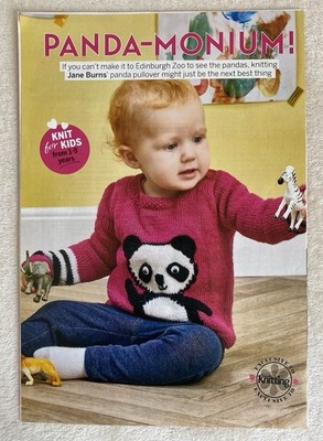 Kinder Strickanleitung Mädchen Panda Bär Design Pullover Pulli zum Anfertigen in DK