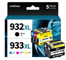 LinkDocs 5 PK 932XL 933XL Ink Cartridges Compatible HP Officejet 7110 660