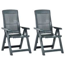  Garden Chair Set of 2 Green Plastic Standard Foldable