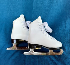 Children s Figure Skates Sz 10 White/Black Lace-Up Ice Skating Pair Lange Kid s