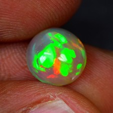 1.56Ct Round _ Water Clear 3D Multi Color Play Ethiopian Solid Welo Opal