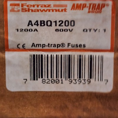 Ferraz Shawmut A4BQ1200 1200A 600V Class L Fuse Amp Trap 2000 NIB  