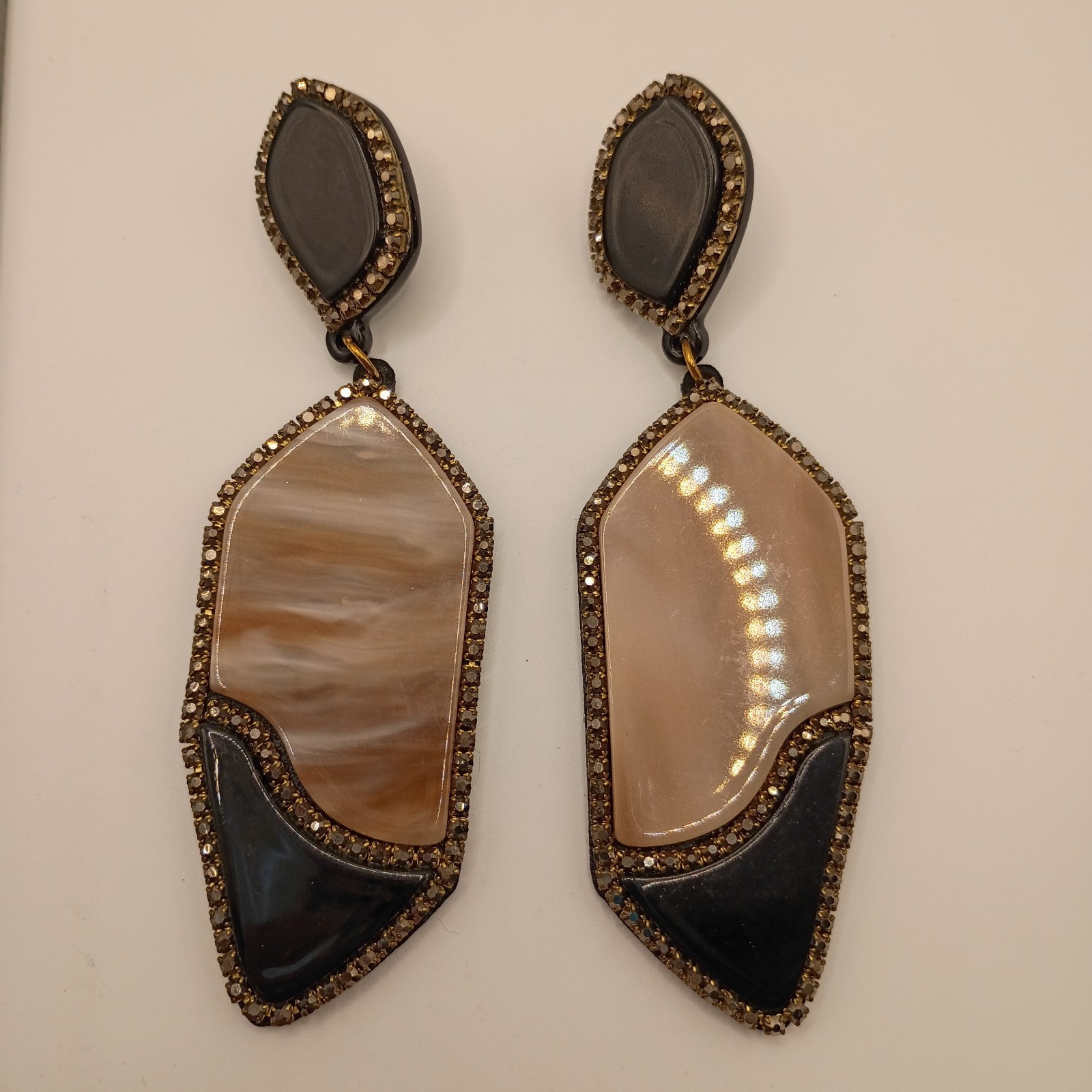 Modern Geometric Statement Drop Earrings Metallic… - image 1