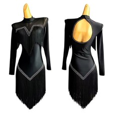Professional Latin Rumba Fringes Standard Performance Dance Dress Samba Cha Cha