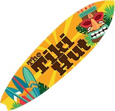 JennyGems Tiki Hut Surfboard Sign Hawaiian In...