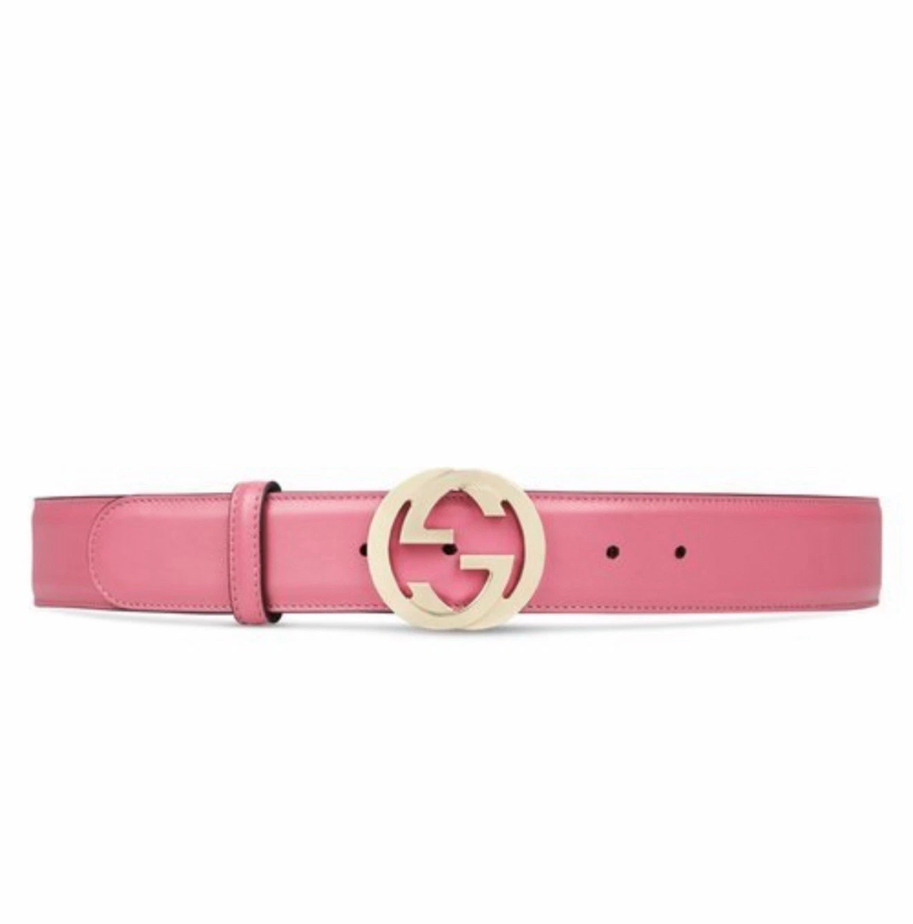 Ceinture Gucci cuir imbriqué boucle G rose brillant or taille 90/36 neuve avec étiquette