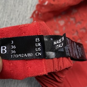 La Perla Lace Bra Bralette 36B Triangle Sheer Floral Lace Top ITALY LUXURY Red