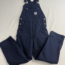 Men s Carhartt R01-M Navy Cotton Relaxed Fit Work Overalls Made in USA 30x32