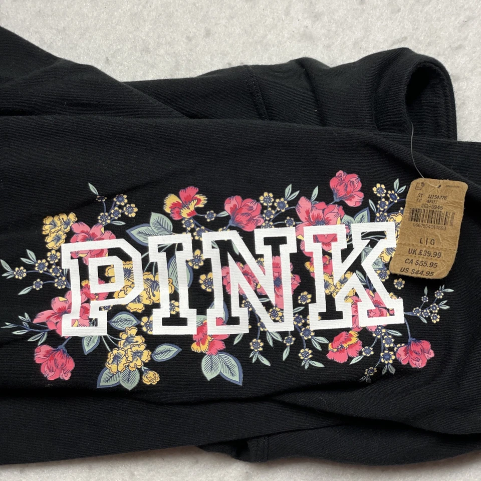 Nuevo Victorias Secret Rosa Floral Logo Negro Leggings Rosa Coral Flores L Nuevo con Etiquetas Foto 2 de 4