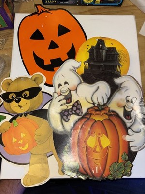 Vintage Beistle Halloween Ghost 1983 Eureka Vampire Teddy Bear Jack O Lantern
