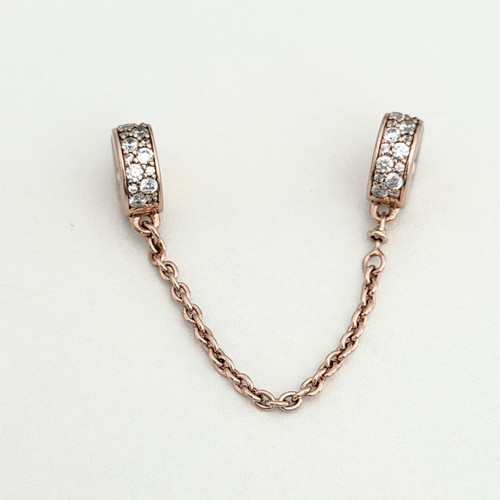 Pandora Clear Pave CZ Shining Elegance Rose Gold Plated Safety Chain Clip Charm