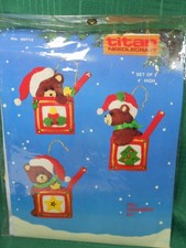 Titan Needlecraft Felt Ornament Kit Christmas Teddy Bears Set Of 3 New