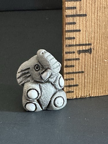 Vtg Clay Elephant Figurine Handcrafted Mini Uruguay Rare 1” Miniature - Picture 2 of 13