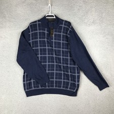 Tasso Elba Sweater Mens XL Windowpane Quarter Zip Pullover Lightweight Casual