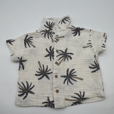 Grayson Mini Shirt Buttom Up Toddler Boys Size 18 M Beige Aop 100% Cotton.#43296