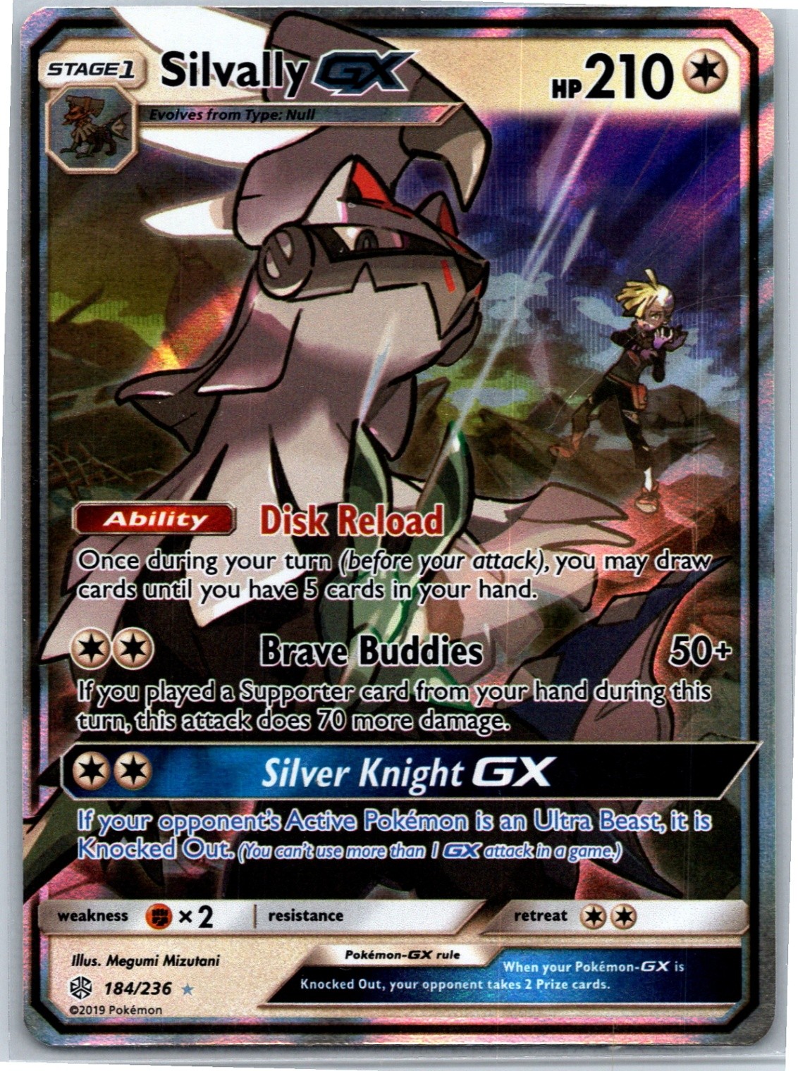 Pokemon 2019 Silvally GX Ultra Rare Holofoil SM - Cosmic Eclipse SM12 184/236 NM