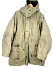 London Fog Mens Heavy Tan Coat Large Zip Out Quilted Down Liner Vintage Hooded