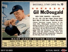 1961 Post Cereal #10 Gil McDougald  Hand Cut Yankees SHORT-PRINT 1.5 - FAIR