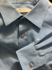 Michael Kors Men s Blue Striped Dress Shirt 17 34/35 Regular Fit