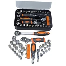 42 Piece Socket & Socket Wrench Sets 1/4 Drive Metric 4-13mm & SAE 5/32"-1/2", 